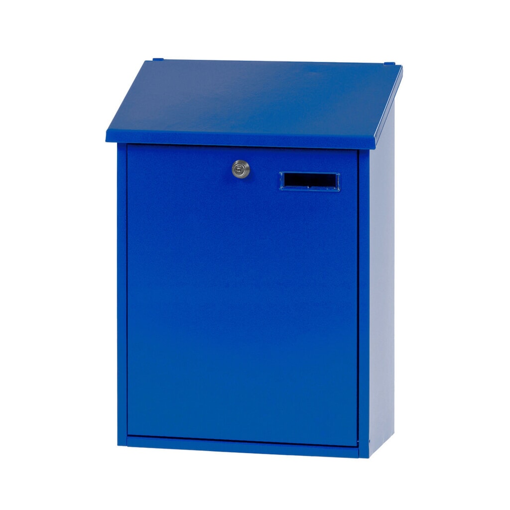 Wandbrievenbus Sebastian, van verzinkt staal, blauw Product afbeelding: Wandbrievenbus Sebastian, van verzinkt staal, blauw