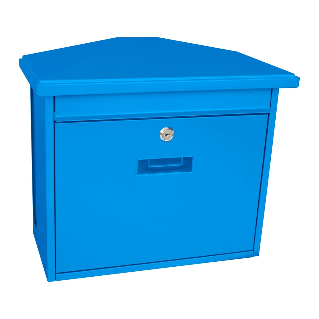 Wandbrievenbus Zamoran, van verzinkt staal, blauw Productafbeelding nr. 1: Wandbrievenbus Zamoran, van verzinkt staal, blauw