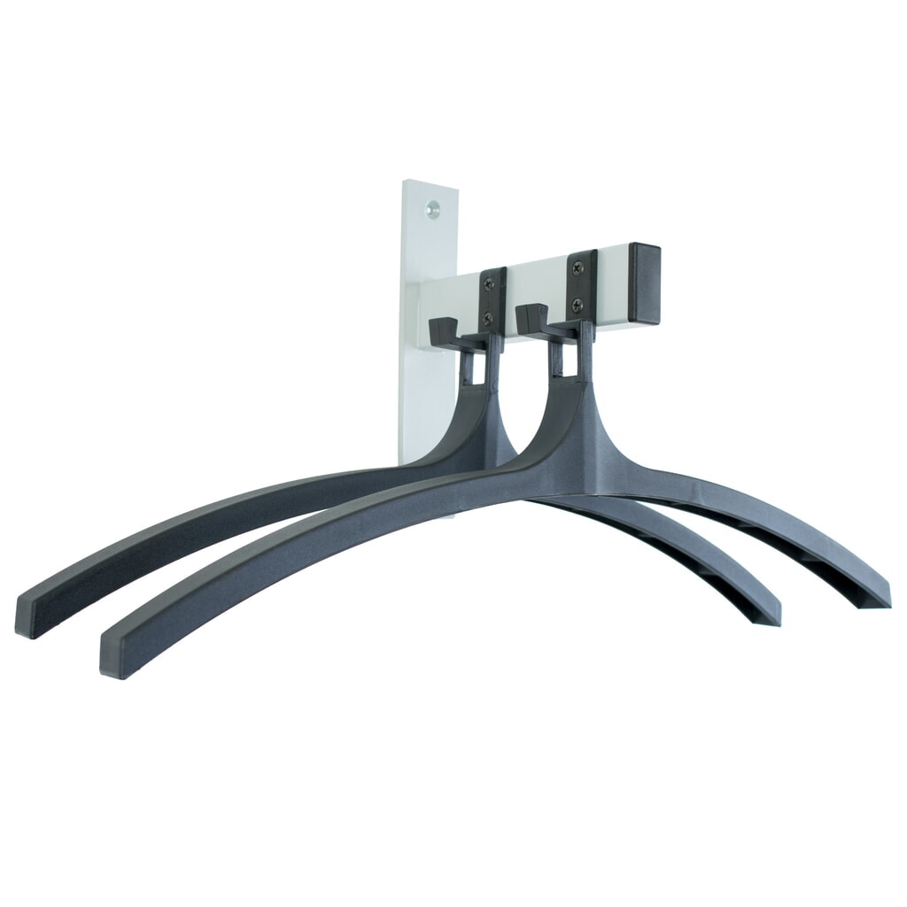 Productafbeelding nr. 1: Wandgarderobe HIQ, om vast te schroeven, zwart, aluminiumgrijs, 2 haken, inclusief 2 kleerhangers