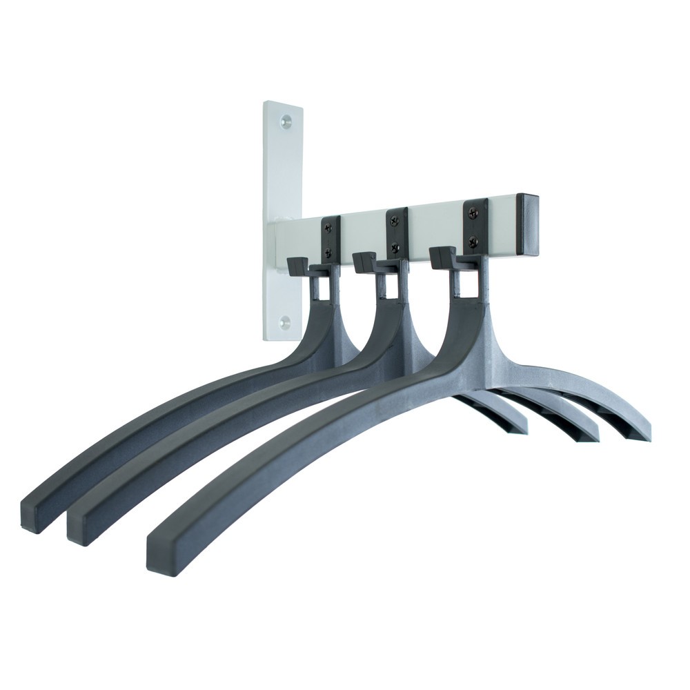 Productafbeelding nr. 1: Wandgarderobe HIQ, om vast te schroeven, zwart, aluminiumgrijs, 3 haken, inclusief 3 kleerhangers