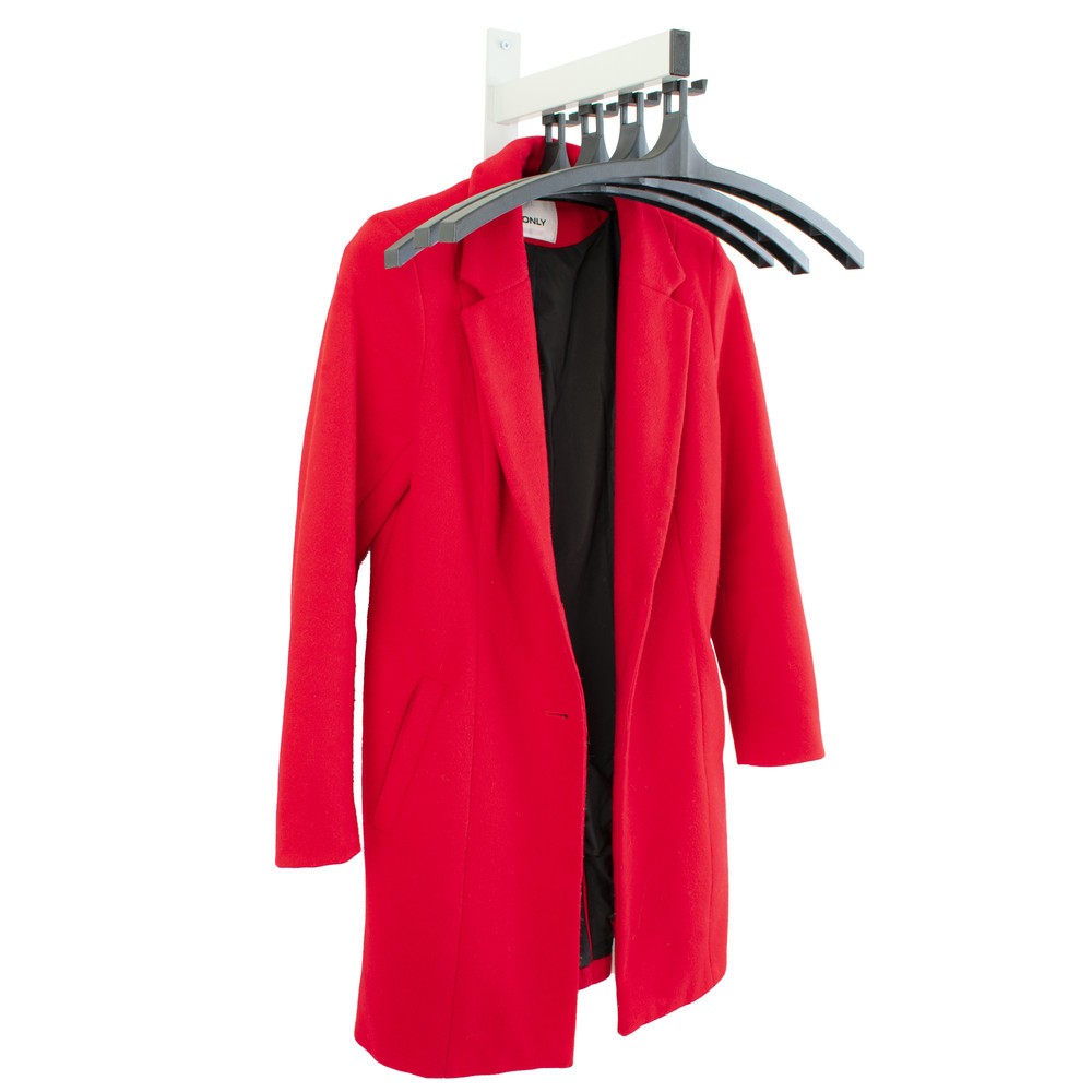 Productafbeelding nr. 3: Wandgarderobe HIQ, om vast te schroeven, zwart, aluminiumgrijs, 4 haken, inclusief 4 kleerhangers