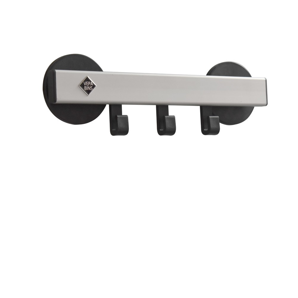 Product afbeelding: Wandgarderobe, magnetisch, 3 haken, grijs, zwart
