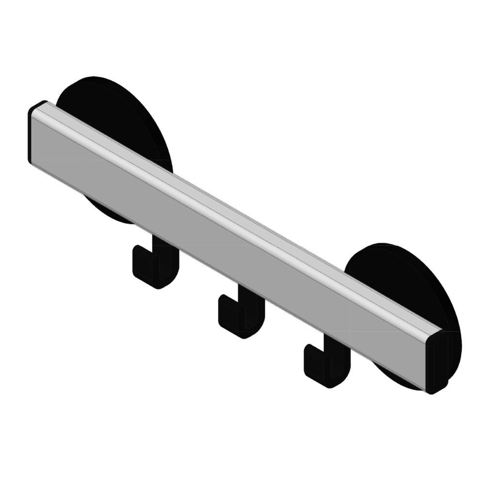 Productafbeelding nr. 4: Wandgarderobe, magnetisch, 3 haken, grijs, zwart