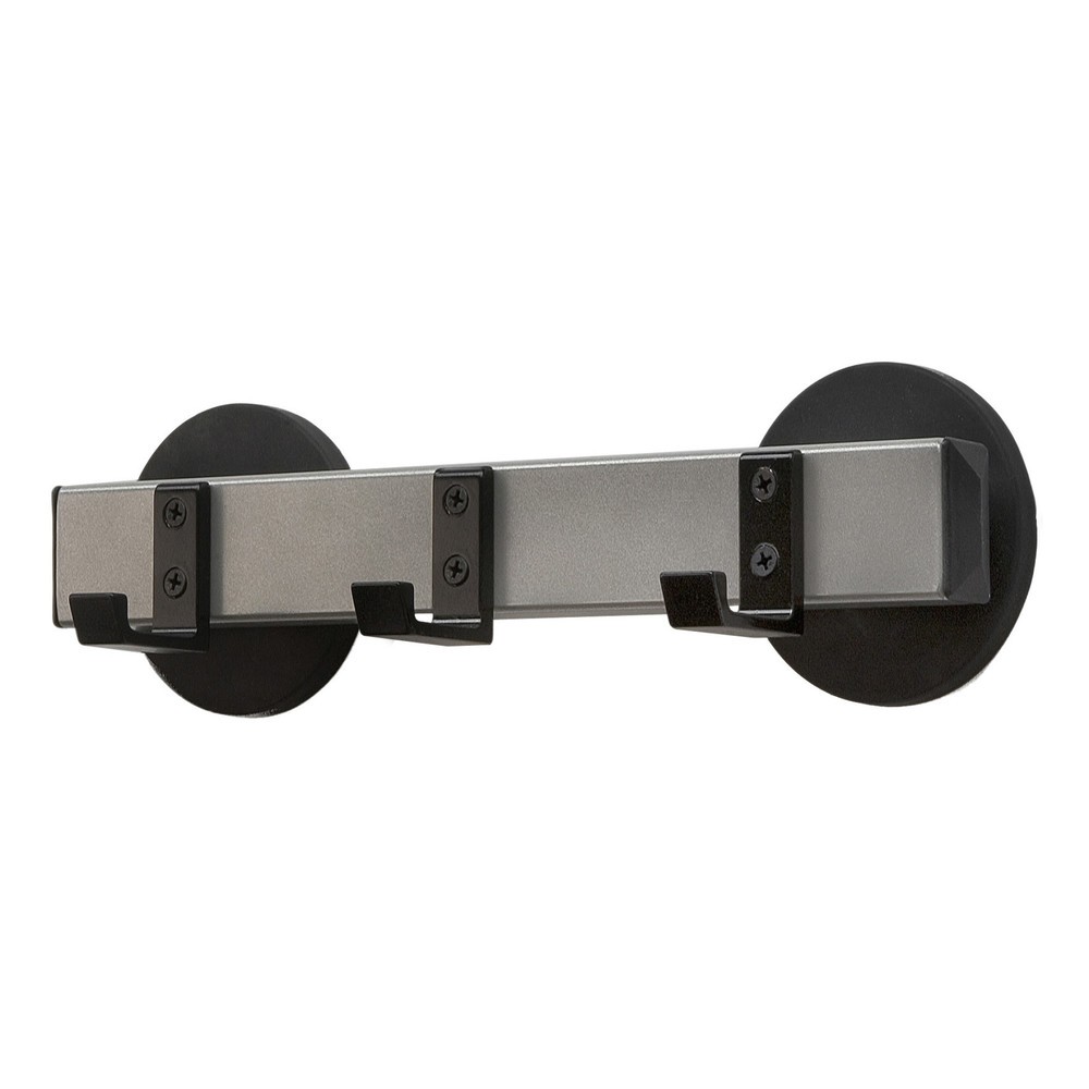 Product afbeelding: Wandgarderobe, magnetisch, 3 haken, zwart, aluminiumgrijs