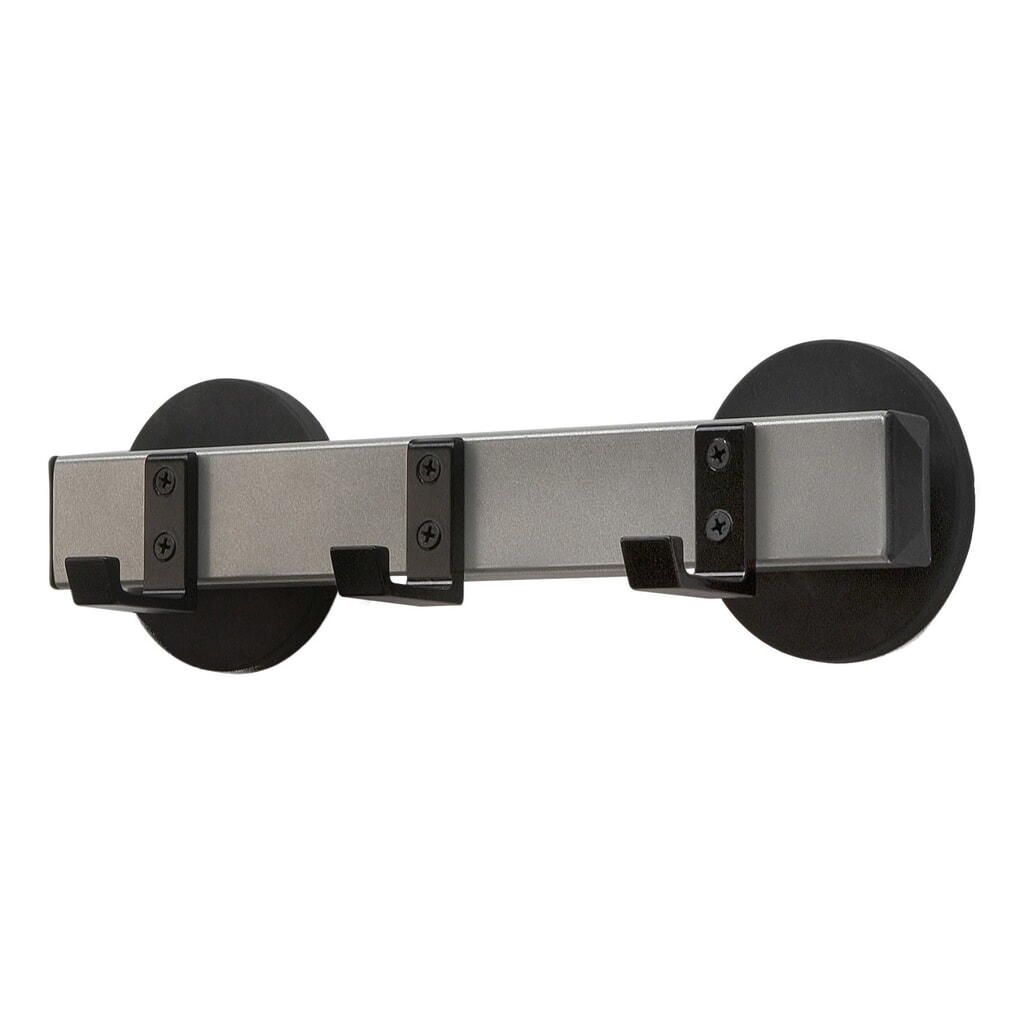 Wandgarderobe, magnetisch, 3 haken, zwart, aluminiumgrijs Product afbeelding: Wandgarderobe, magnetisch, 3 haken, zwart, aluminiumgrijs