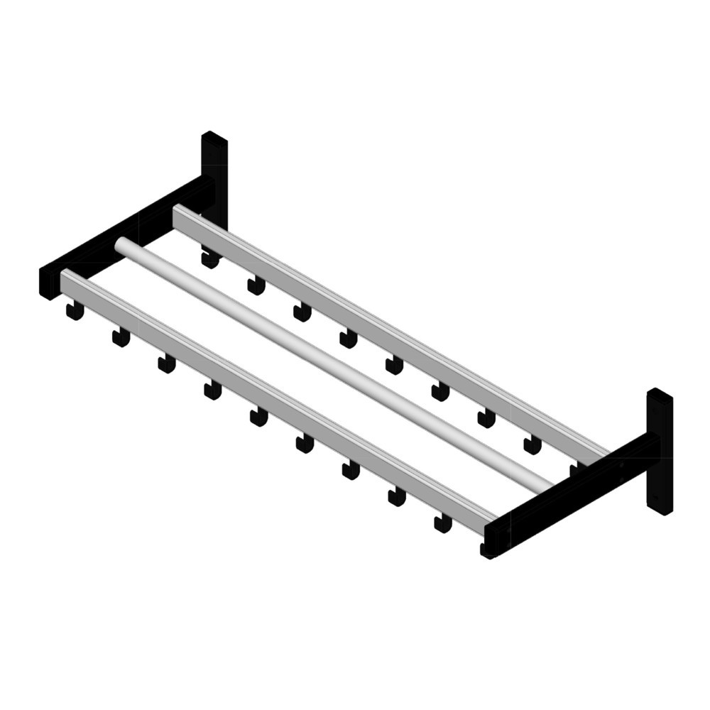 Productafbeelding nr. 3: Wandgarderobe, om vast te schroeven, 19 haken, grijs, zwart