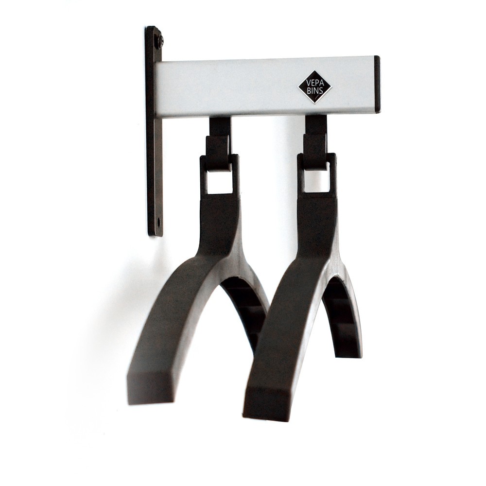 Product afbeelding: Wandgarderobe, om vast te schroeven, 2 haken, inclusief 2 kleerhangers, grijs, zwart