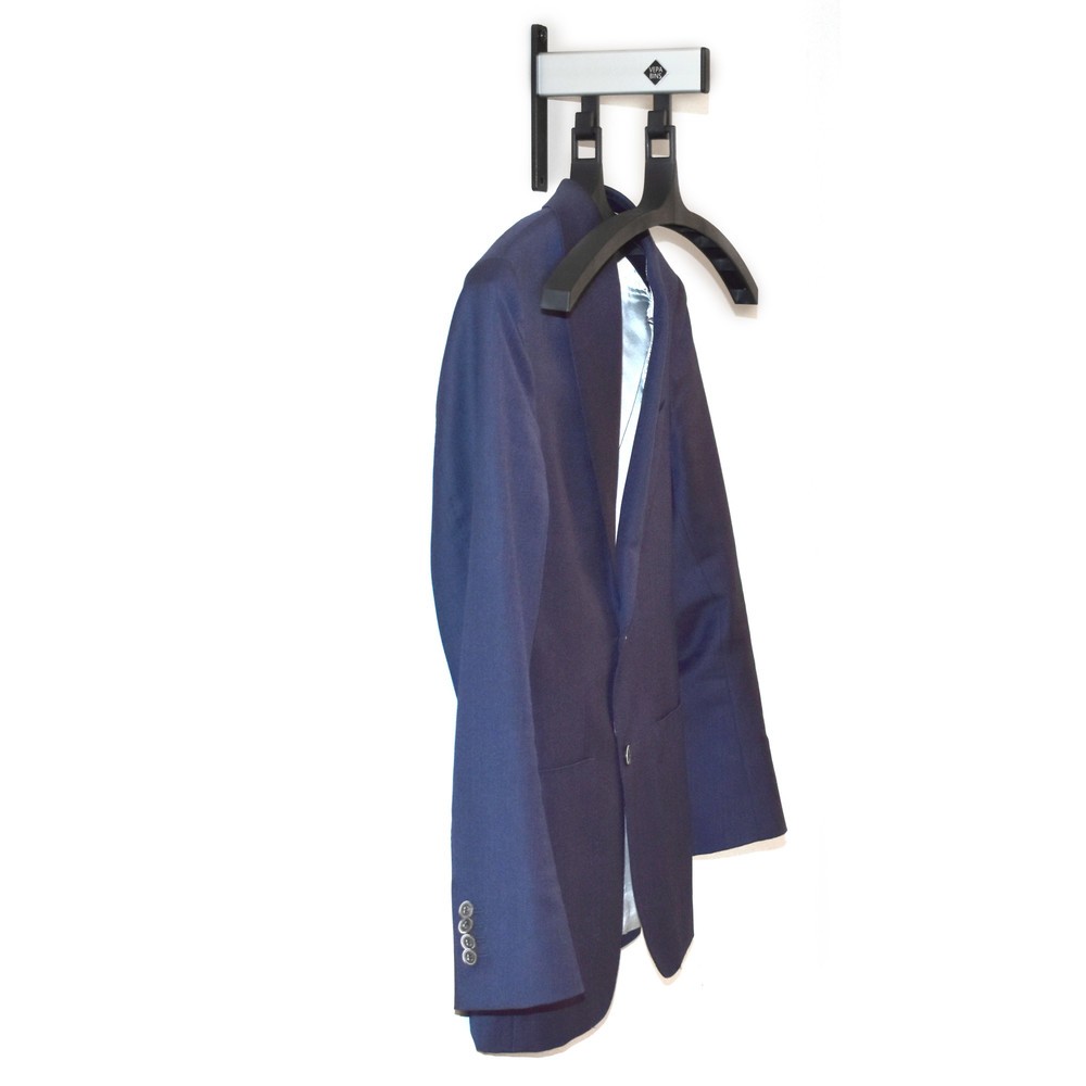 Productafbeelding nr. 6: Wandgarderobe, om vast te schroeven, 2 haken, inclusief 2 kleerhangers, grijs, zwart