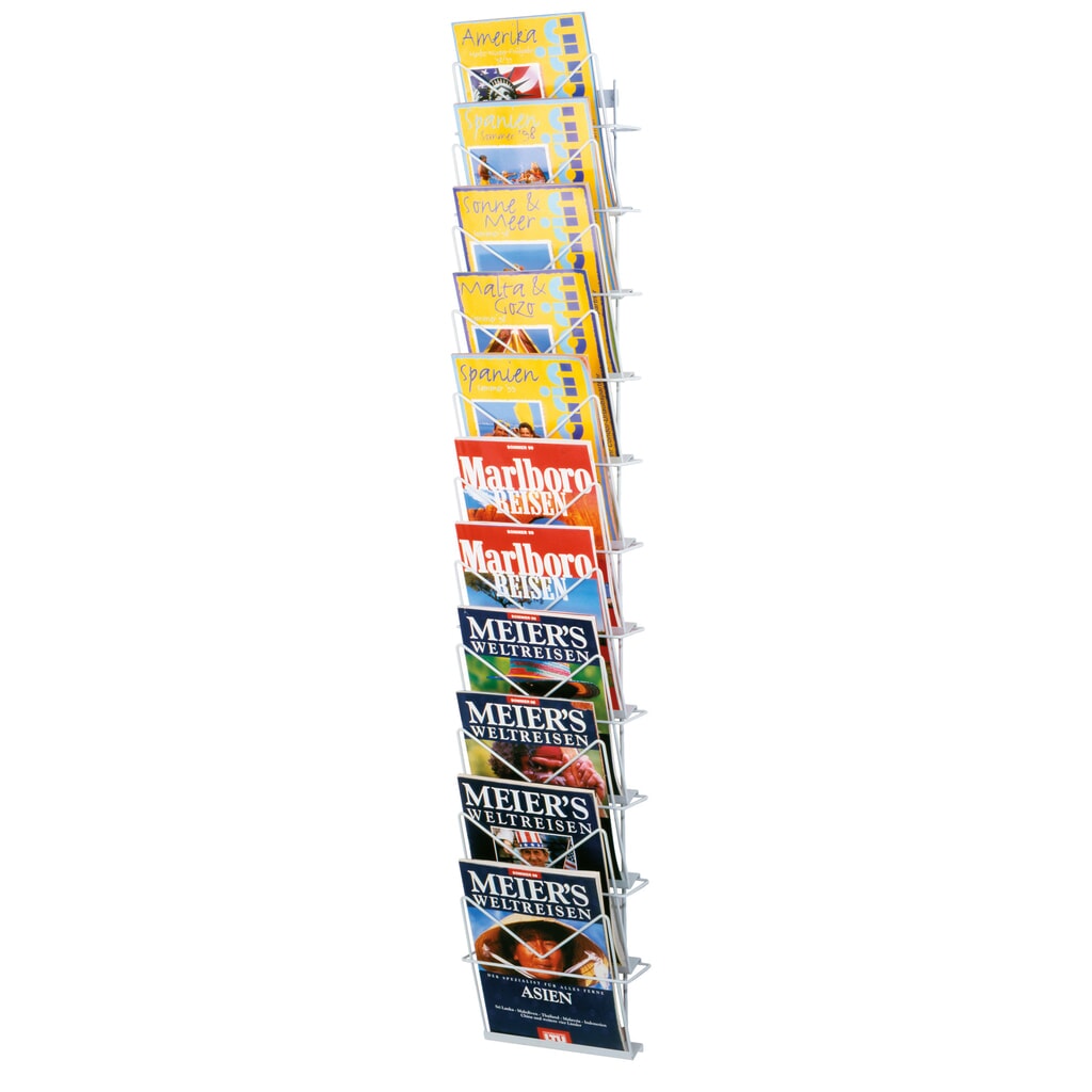 Wandhouder voor tijdschriften, 11 vakken van gecoat draad Product afbeelding: Wandhouder voor tijdschriften, 11 vakken van gecoat draad