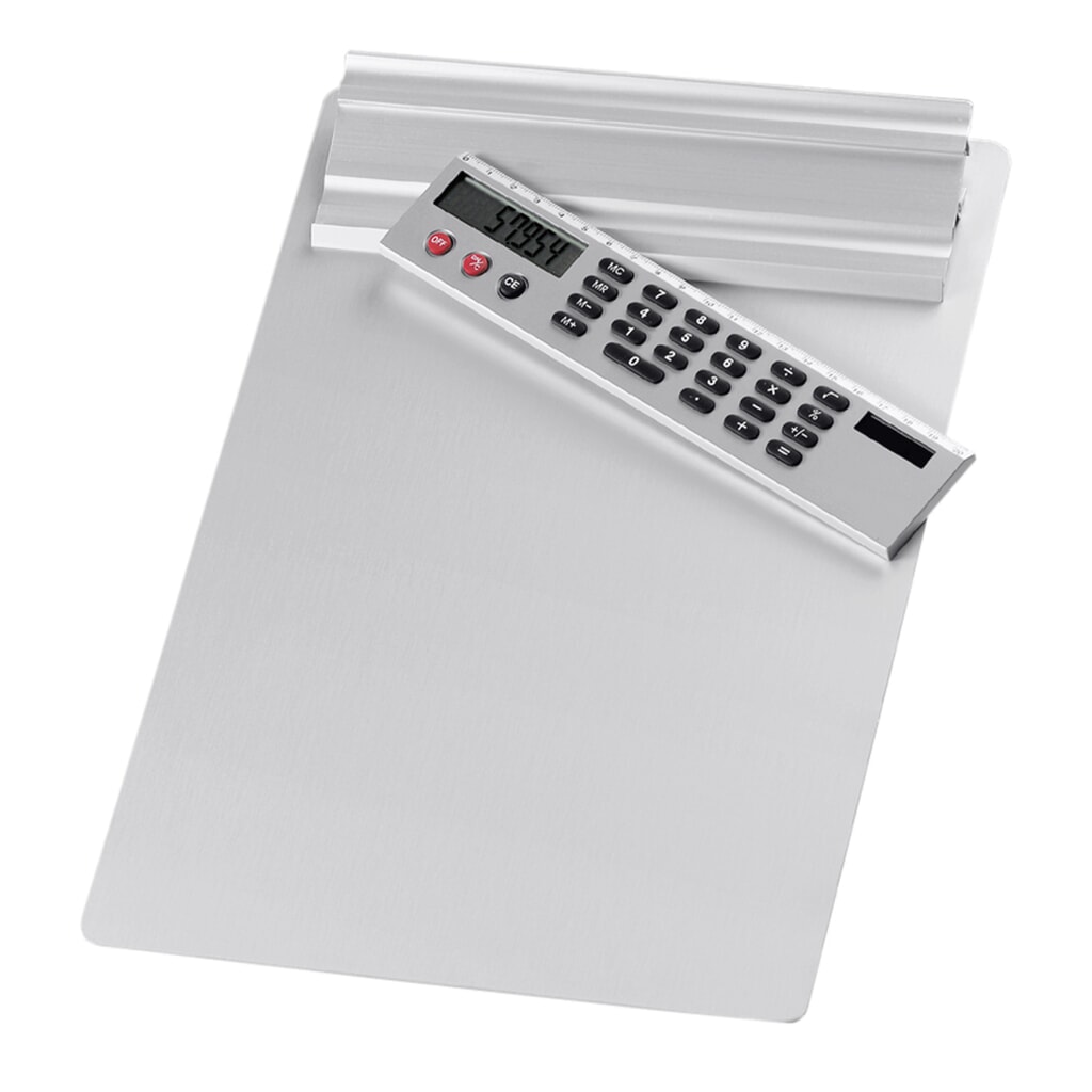 Klembord WEDO® van aluminium, met afneembare rekenmachine Product afbeelding: Klembord WEDO® van aluminium, met afneembare rekenmachine