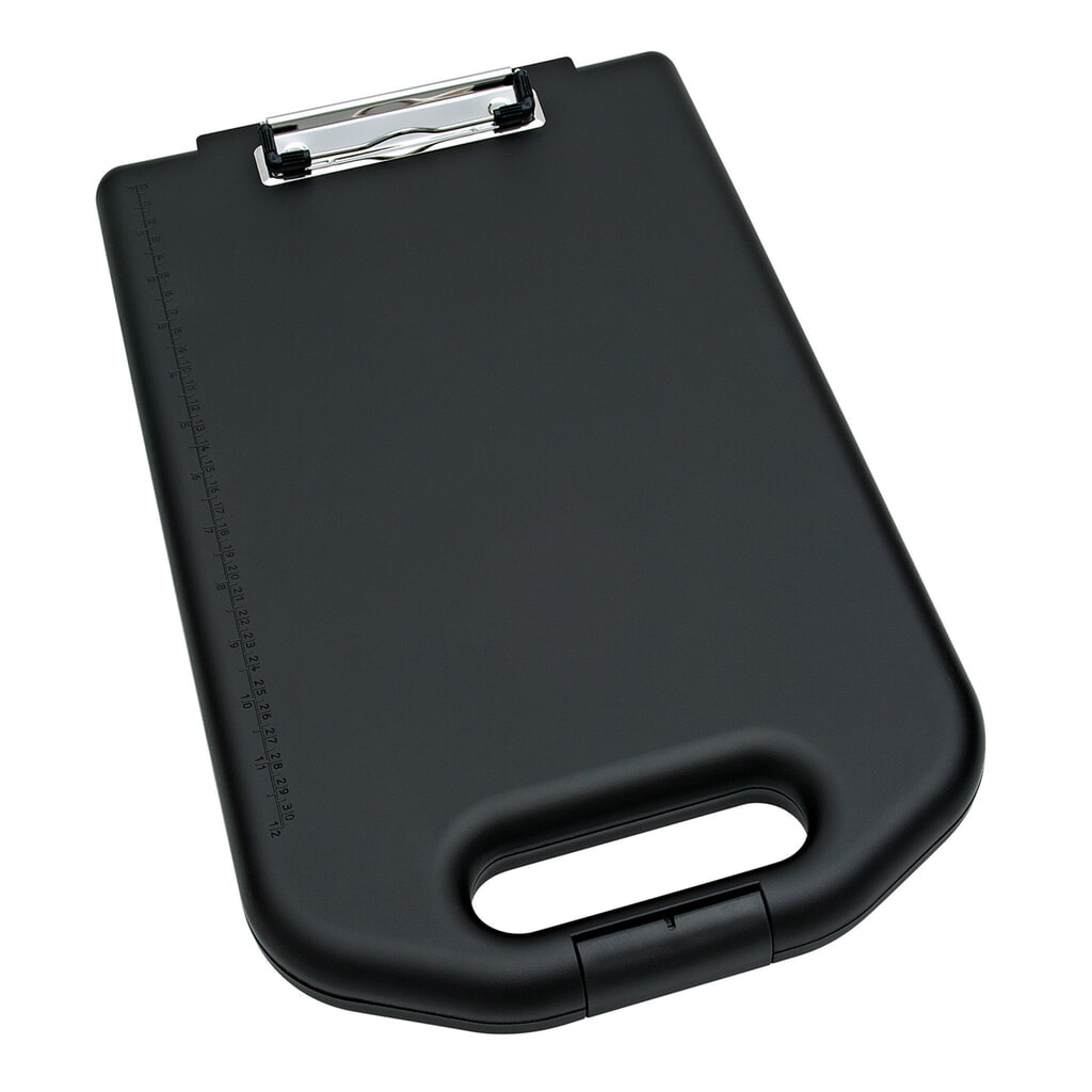 Klembord WEDO® van kunststof, met opbergvak voor schrijfmiddelen Product afbeelding: Klembord WEDO® van kunststof, met opbergvak voor schrijfmiddelen