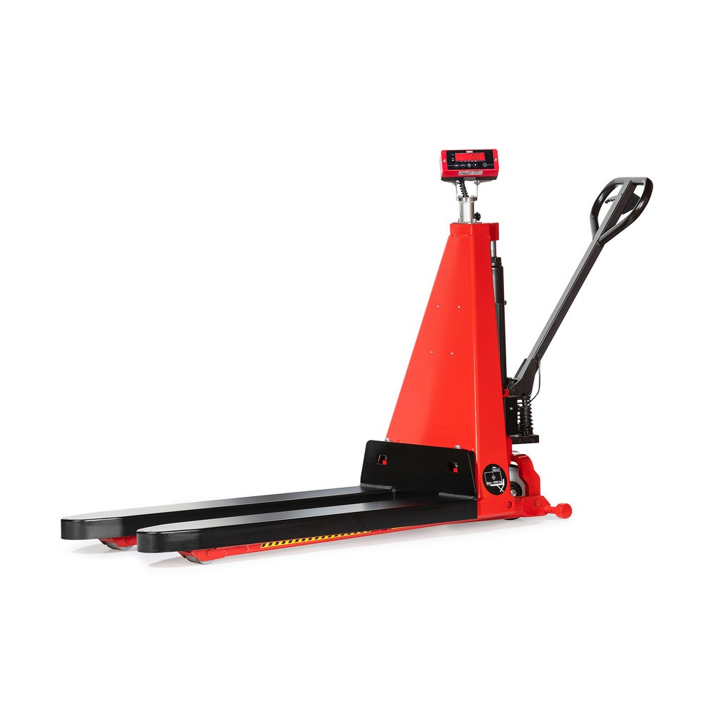 Product afbeelding: Ravas Schaarhefwagen met weegschaal, elektrohydraulisch, draagvermogen 1.000 kg, vorklengte 1.200 mm, polyurethaan, met meerbereikweergave