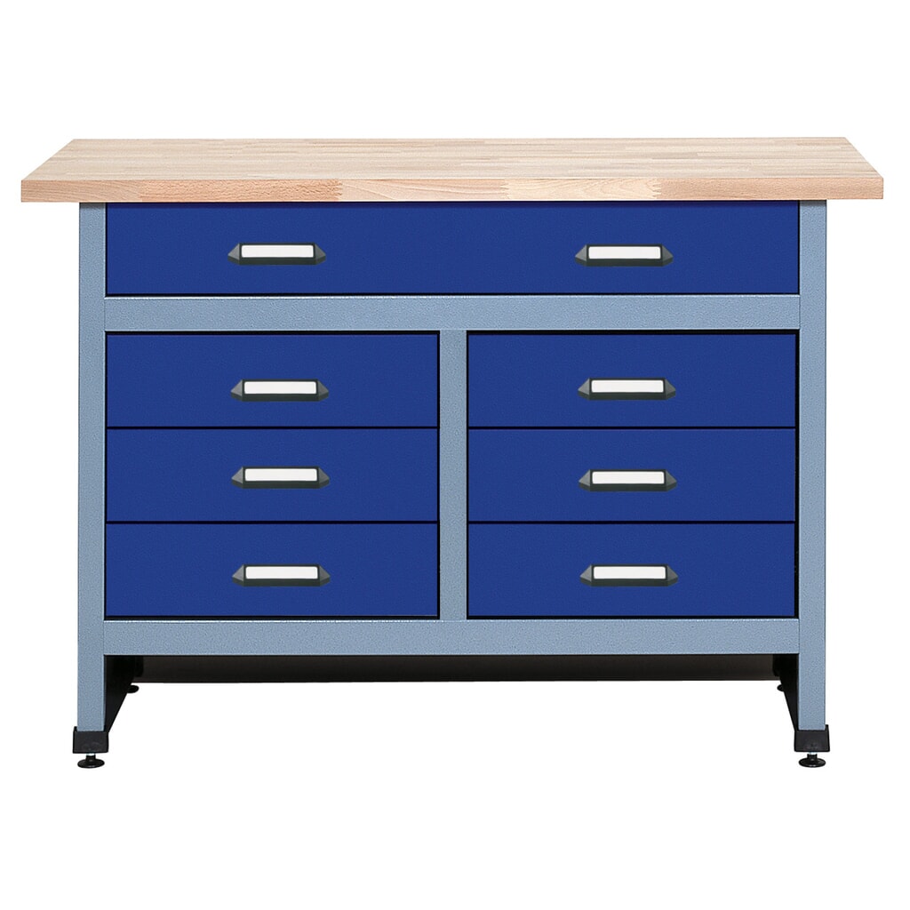 Product afbeelding: Werkbank met 6 kleine + 1 grote lade, bxd 1.200 x 600 mm, blauw
