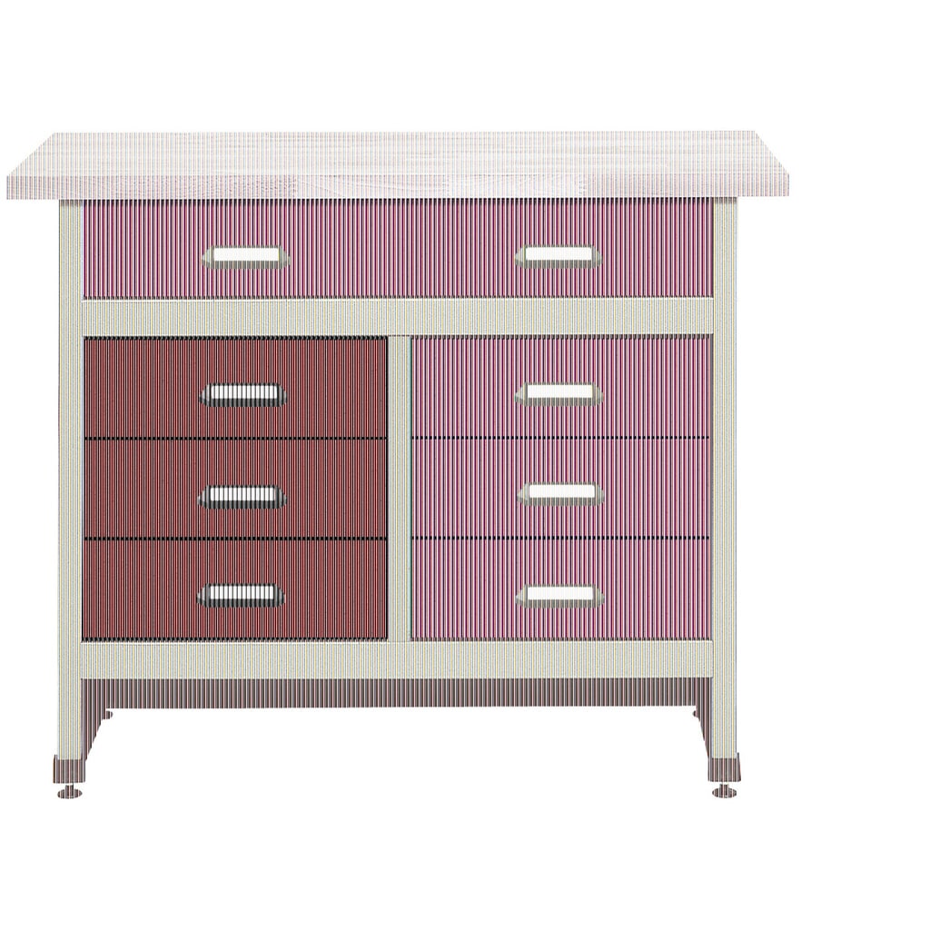 Product afbeelding: Werkbank met 6 kleine + 1 grote lade, bxd 1.200 x 600 mm, rood