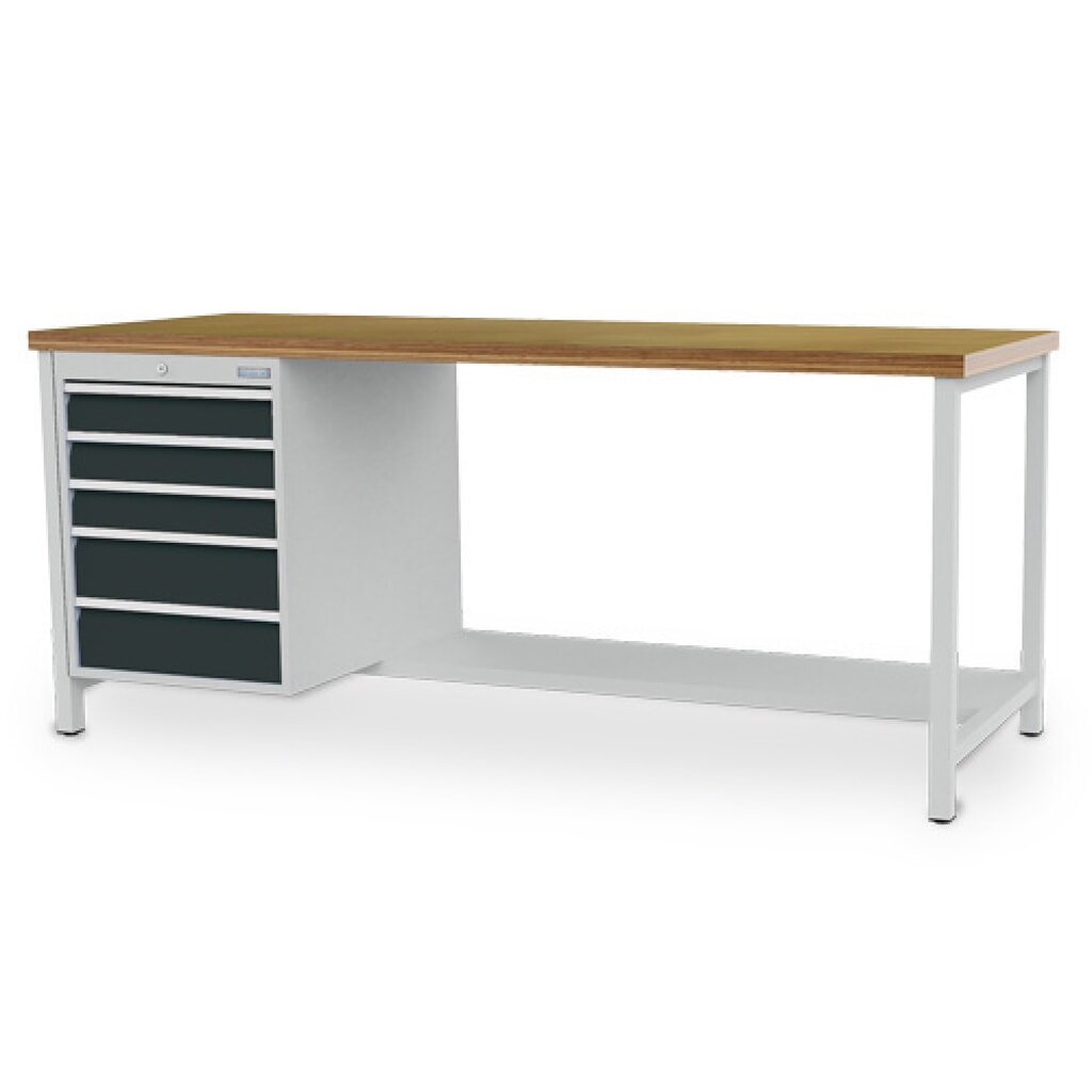 Product afbeelding: Werkbank Bedrunka+Hirth R 18-24, hxbxd 859 x 2.000 x 750 mm, lichtgrijs, antracietgrijs, 5 lades 3x100 + 2x150 mm