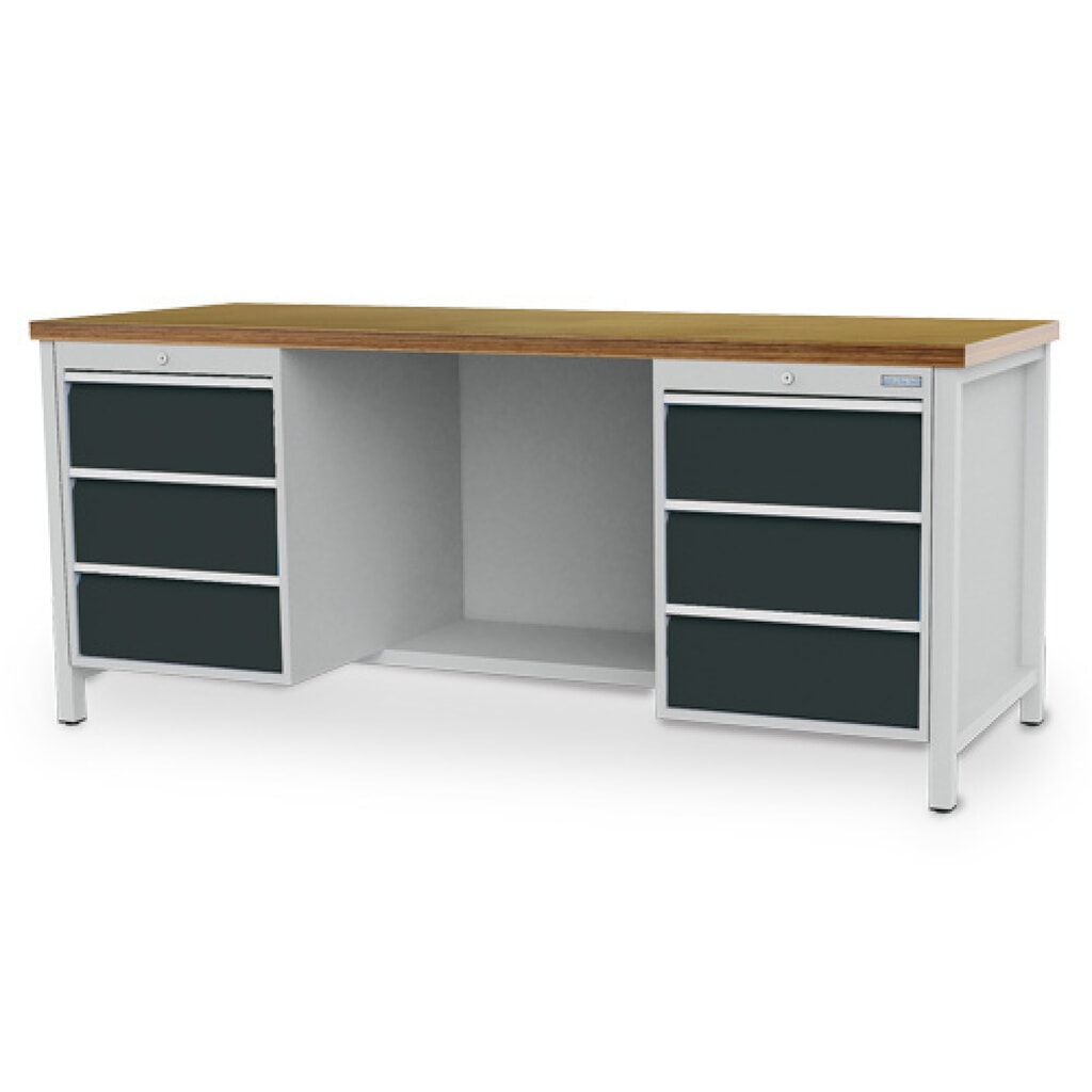 Product afbeelding: Werkbank Bedrunka+Hirth R 18-24, hxbxd 859 x 2.000 x 750 mm, lichtgrijs, antracietgrijs, 6 lades 6x200 mm