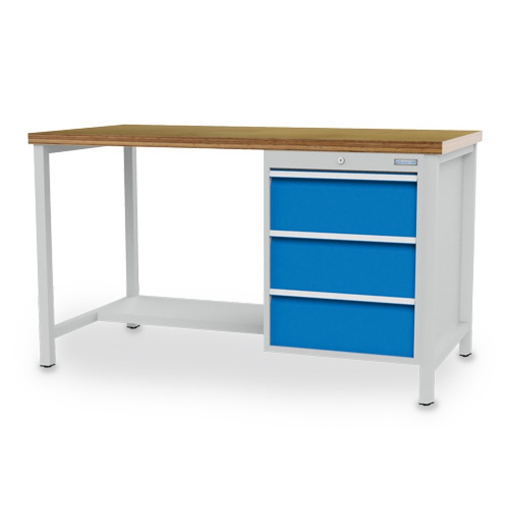 Productafbeelding nr. 1: Kastwerkbank Bedrunka+Hirth R 18-24, hxbxd 959 x 1.500 x 750 mm, lichtgrijs, lichtblauw, 3 lades 3x200 mm