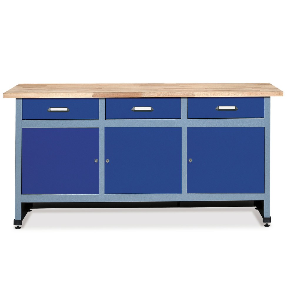 Product afbeelding: Werkbank met 3 lades + 3 deuren, bxd 1.700 x 600 mm, rood