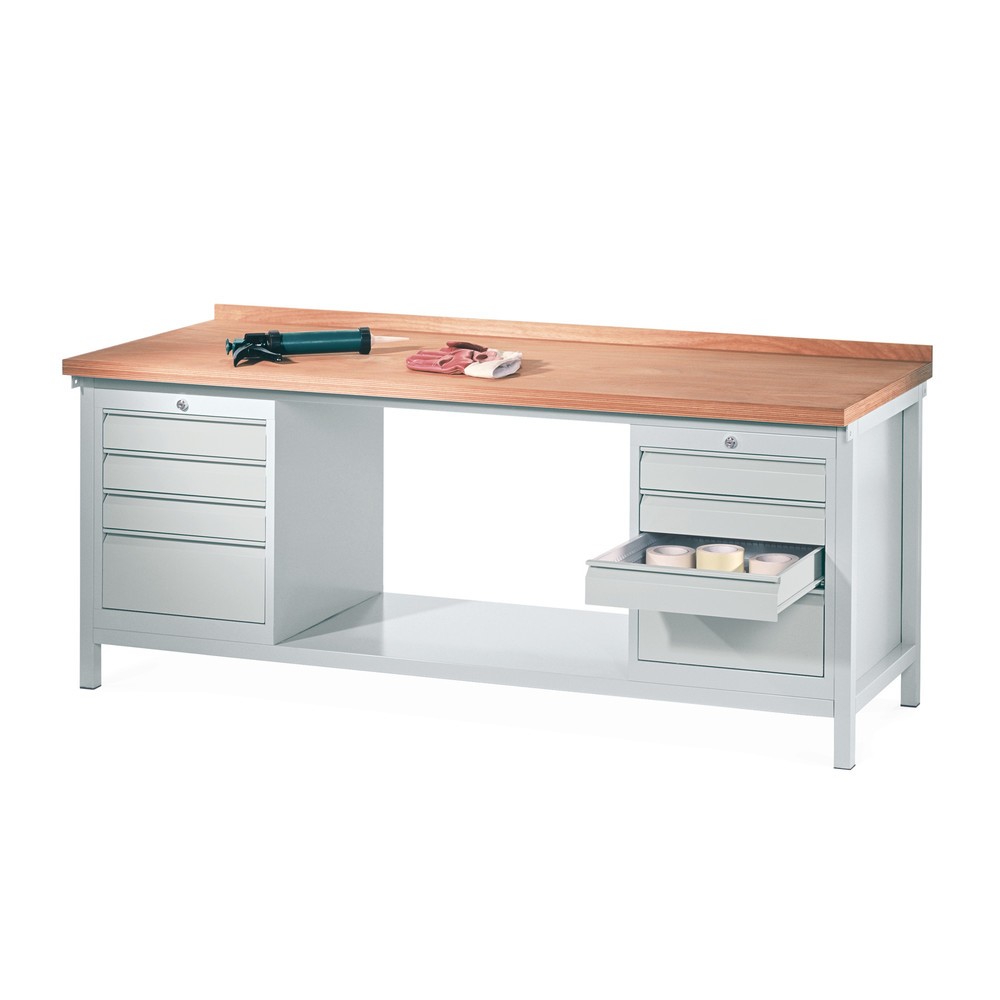 Productafbeelding nr. 1: Werkbank PAVOY met 2 ladeblokken, hxbxd 900 x 2.000 x 700 mm, antracietgrijs, resedagroen