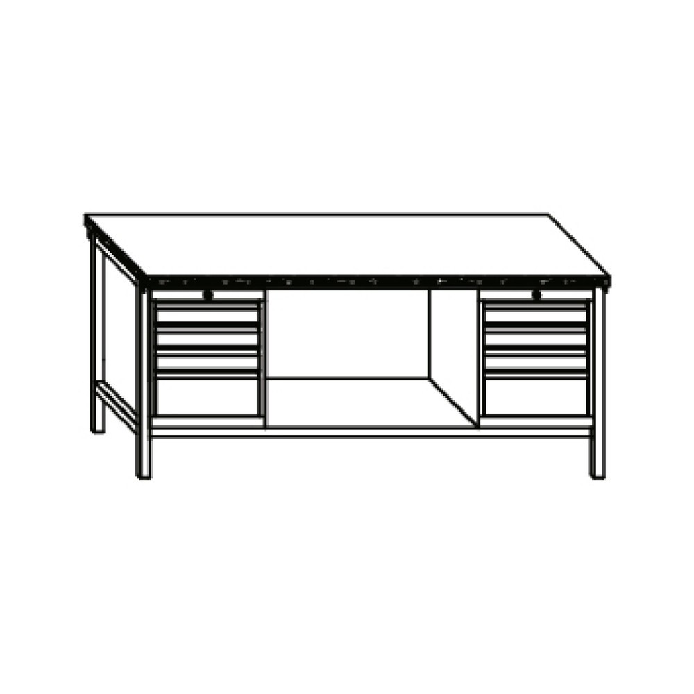 Productafbeelding nr. 3: Werkbank PAVOY met 2 ladeblokken, hxbxd 900 x 2.000 x 700 mm, antracietgrijs, resedagroen