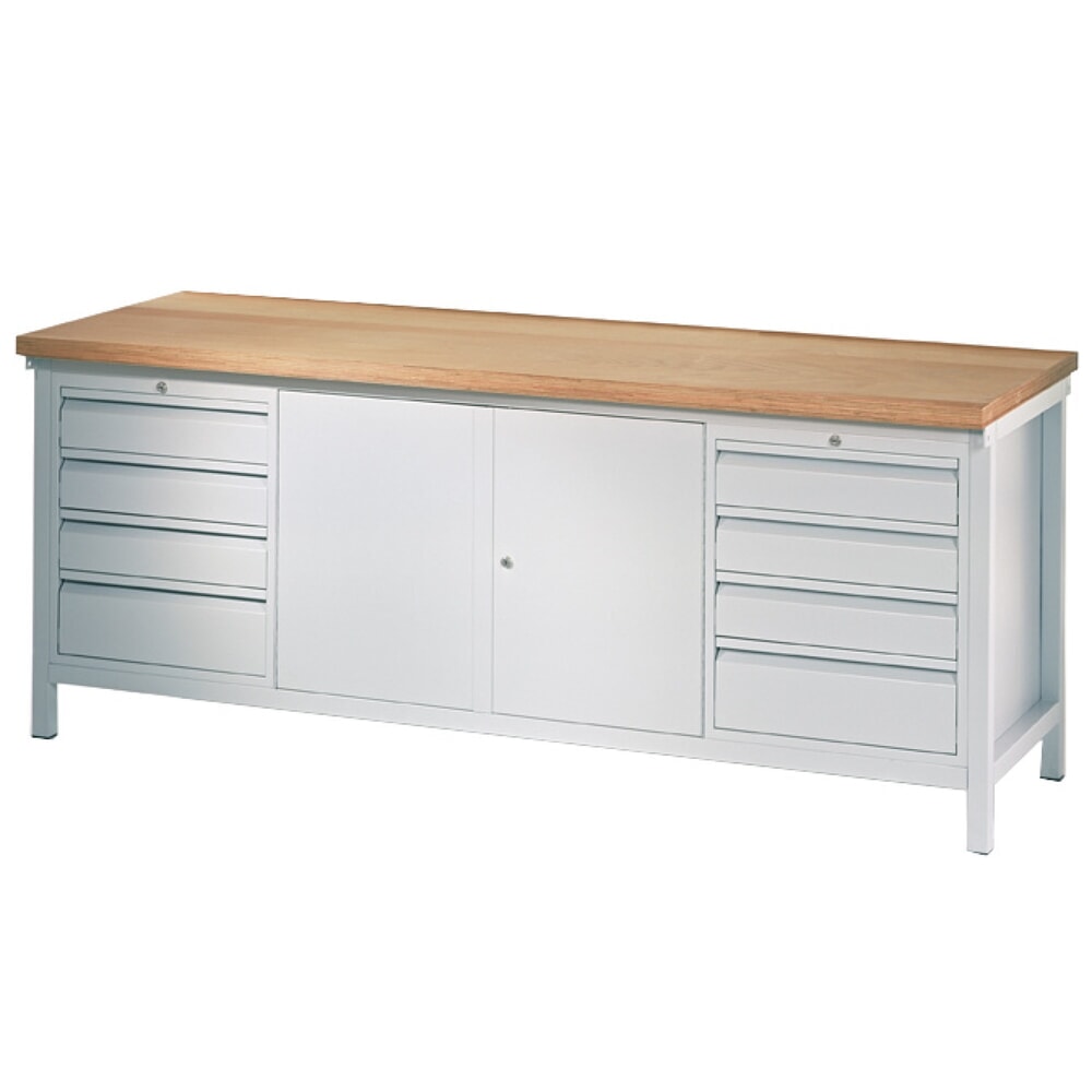 Productafbeelding nr. 1: Werkbank PAVOY met 2 ladeblokken + kast, hxbxd 900 x 2.000 x 700 mm, lichtgrijs, lichtgrijs