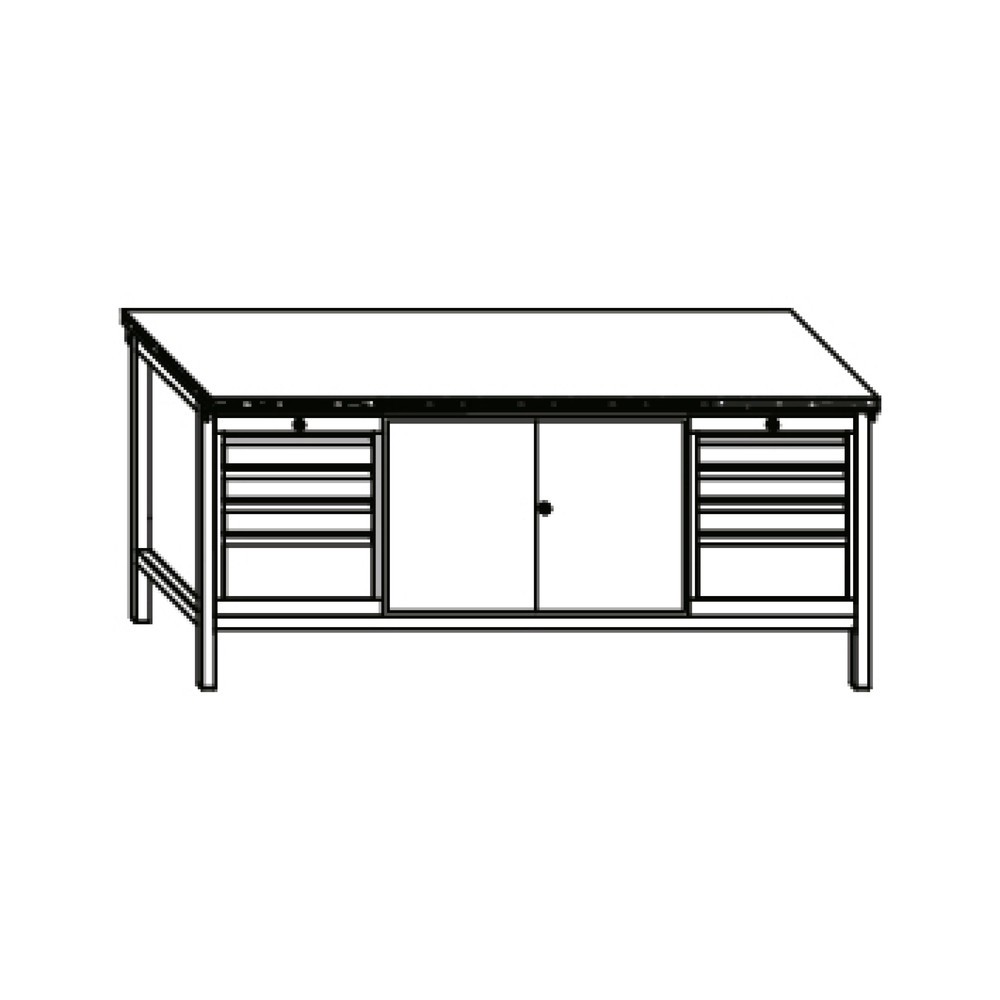Productafbeelding nr. 3: Werkbank PAVOY met 2 ladeblokken + kast, hxbxd 900 x 2.000 x 700 mm, lichtgrijs, lichtgrijs