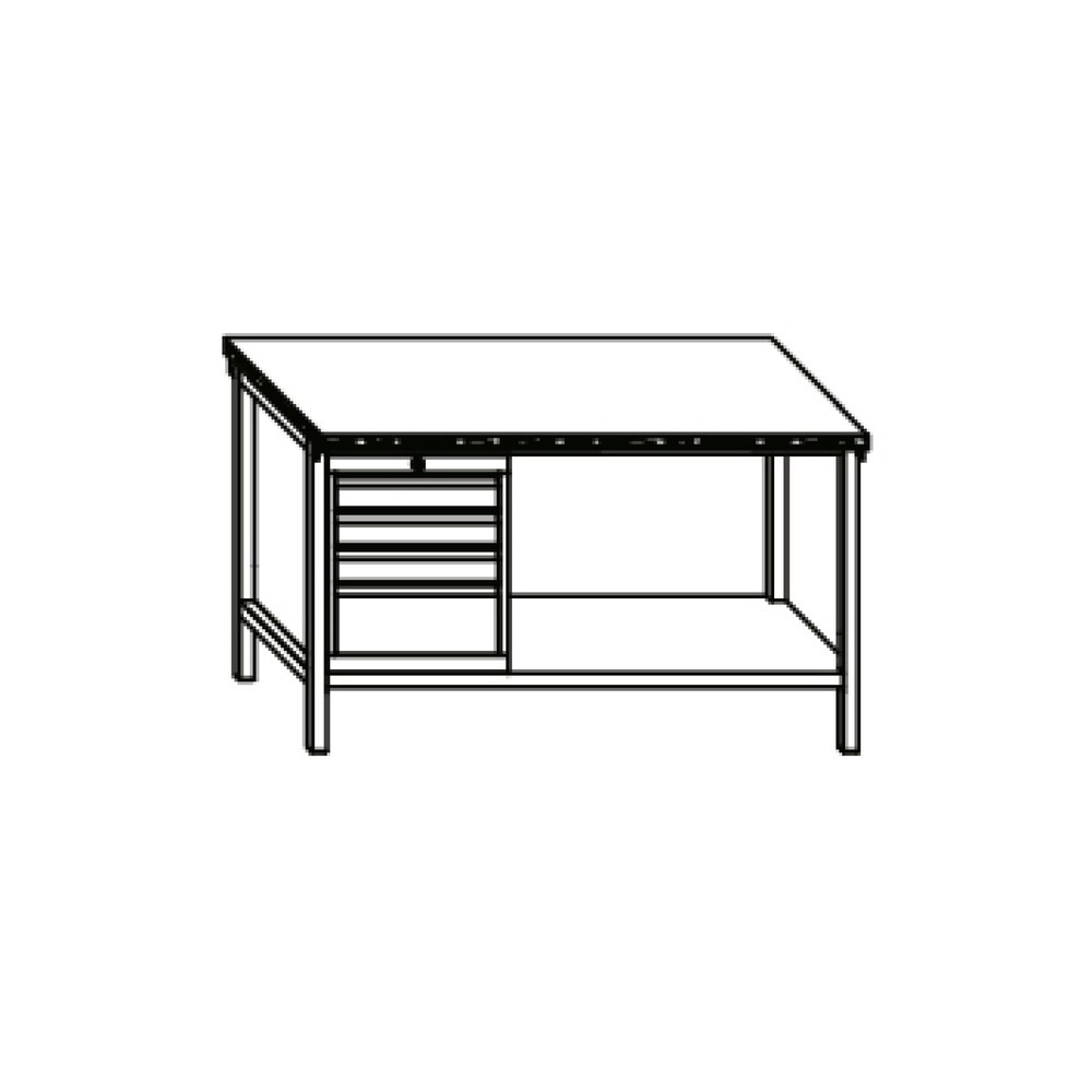 Productafbeelding nr. 3: Werkbank PAVOY met ladeblok, hxbxd 900 x 2.000 x 700 mm, gentiaanblauw, resedagroen