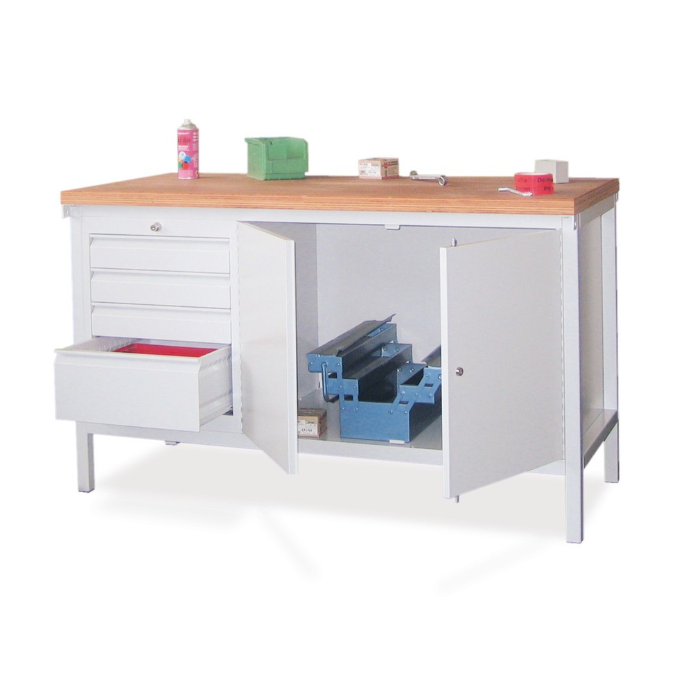 Productafbeelding nr. 1: Werkbank PAVOY met ladeblok + kast, hxbxd 900 x 1.500 x 700 mm, lichtgrijs, antracietgrijs