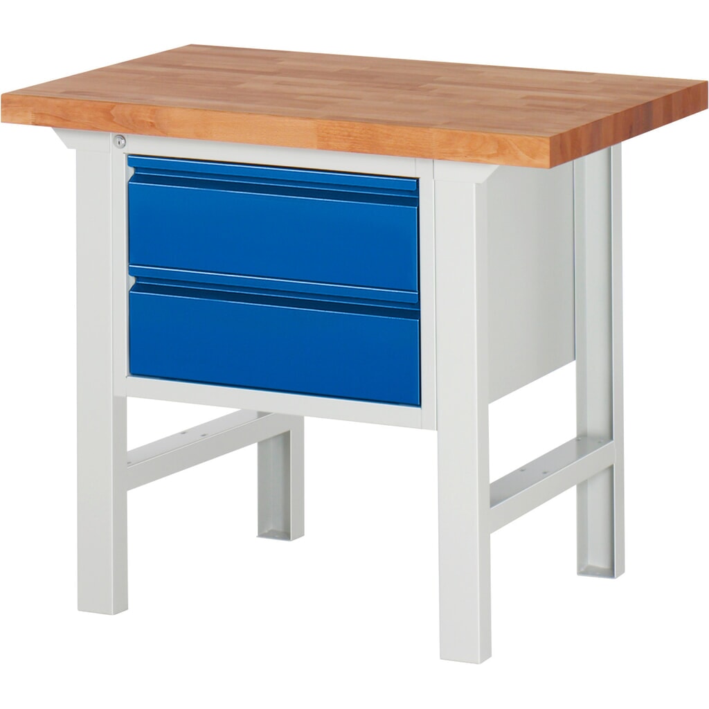 Product afbeelding: Werkbank RAU serie 7000, 1 kast, hxbxd 840 x 1.000 x 700 mm, 2 x voor 90% uittrekbare lades 2 x 180 mm