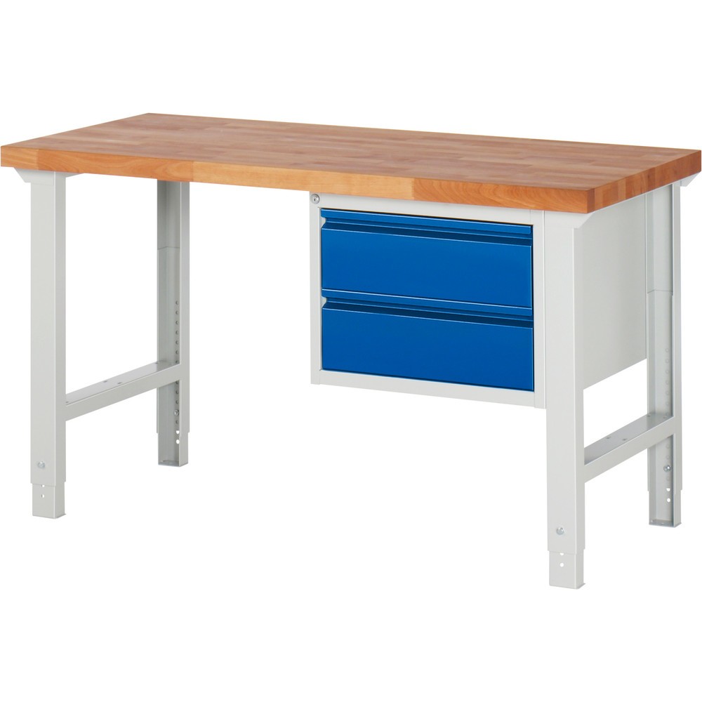 Productafbeelding nr. 1: Werkbank RAU serie 7000, 1 kast, hxbxd 790-1.140 x 1.500 x 700 mm, 2 x voor 90% uittrekbare lades 2 x 180 mm