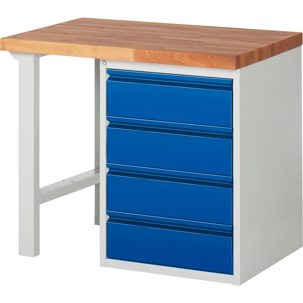 Productafbeelding nr. 1: Werkbank RAU serie 7000, 1 kast, hxbxd 890 x 1.000 x 700 mm, 4 x voor 90% uittrekbare lades 4 x 180 mm, draagvermogen lade 100 kg