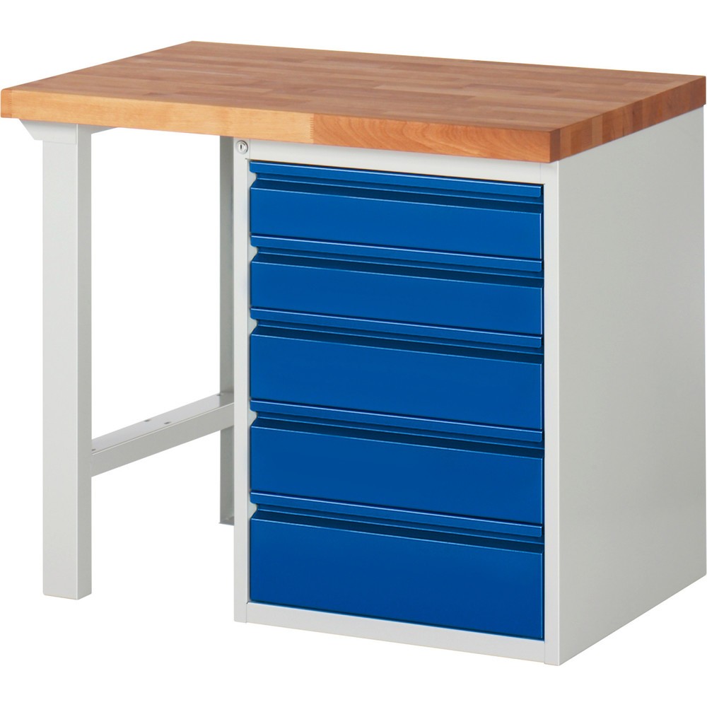 Productafbeelding nr. 1: Werkbank RAU serie 7000, 1 kast, hxbxd 890 x 1.000 x 700 mm, 5 x voor 90% uittrekbare lades 2 x 120, 2 x 150, 1 x 180 mm, draagvermogen lade 100 kg