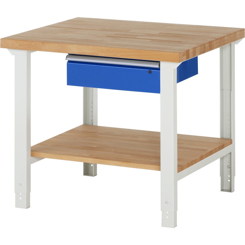 Productafbeelding nr. 1: RAU werkbank serie 7000, h x b x d 790-1.140 x 1.000 x 900 mm, legbord onderaan, met 1 lade rechts