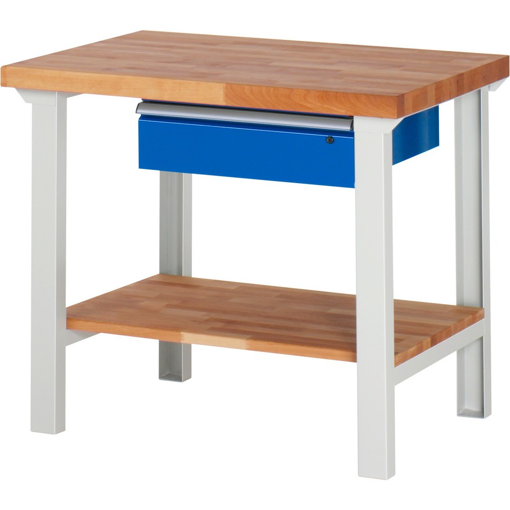 Product afbeelding: Werkbank RAU serie 7000, 1 massief beuken legbord, hxbxd 840 x 1.000 x 700 mm, 1 lade 1 x 150 mm