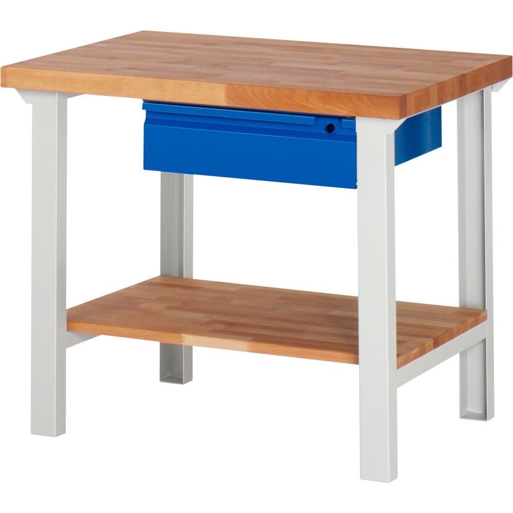 Productafbeelding nr. 1: Werkbank RAU serie 7000, 1 massief beuken legbord, hxbxd 840 x 1.000 x 700 mm, 1 lade 1 x 150 mm