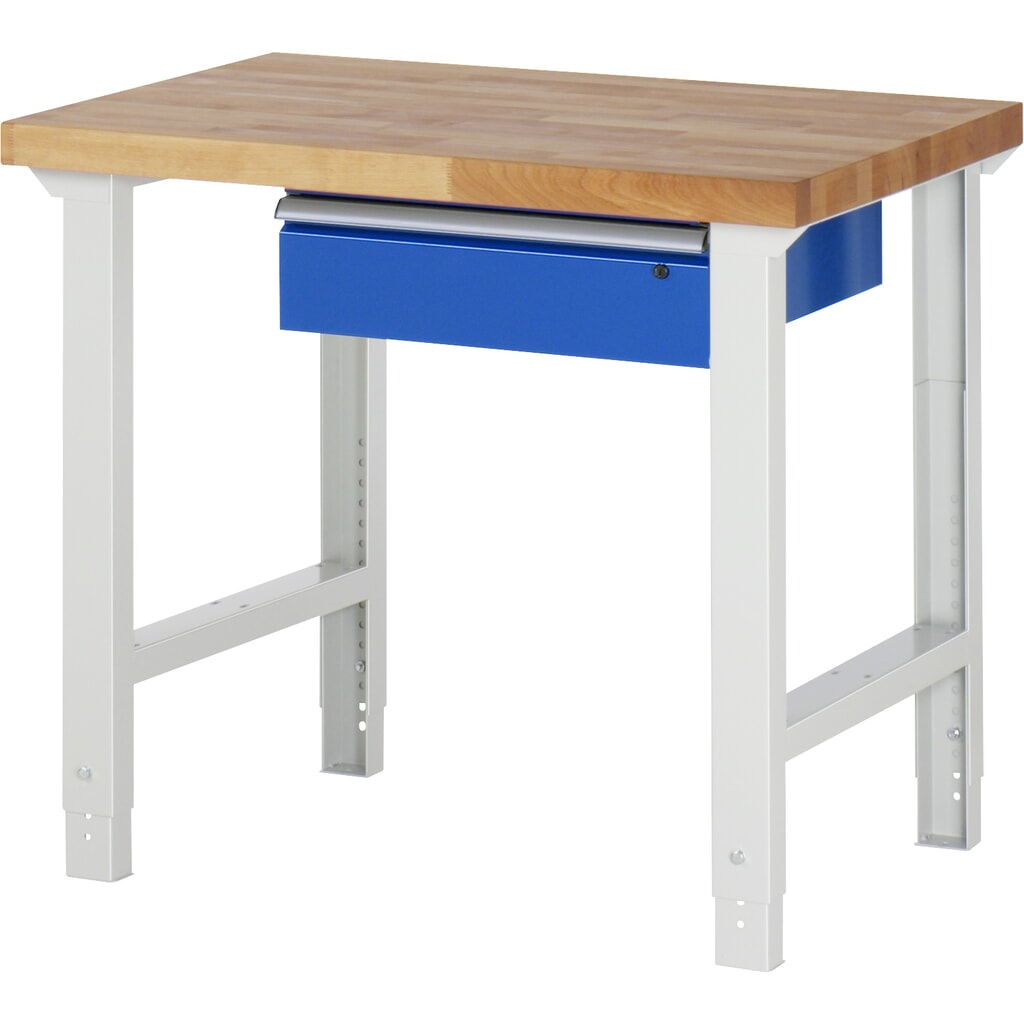 RAU werkbank serie 7000, h x b x d 790-1.140 x 1.000 x 700 mm, met 1 lade rechts Product afbeelding: RAU werkbank serie 7000, h x b x d 790-1.140 x 1.000 x 700 mm, met 1 lade rechts