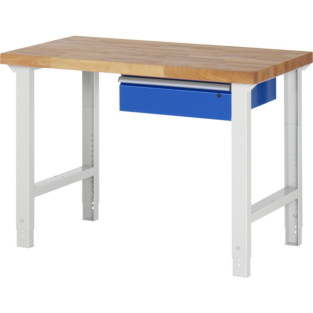 Product afbeelding: RAU werkbank serie 7000, h x b x d 790-1.140 x 1.250 x 700 mm, met 1 lade rechts