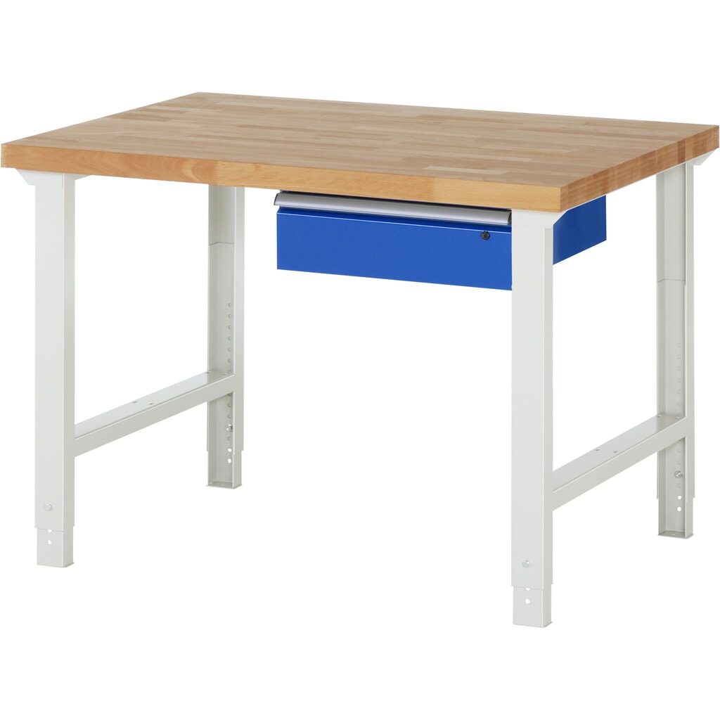 RAU werkbank serie 7000, h x b x d 790-1.140 x 1.250 x 900 mm, met 1 lade rechts Product afbeelding: RAU werkbank serie 7000, h x b x d 790-1.140 x 1.250 x 900 mm, met 1 lade rechts