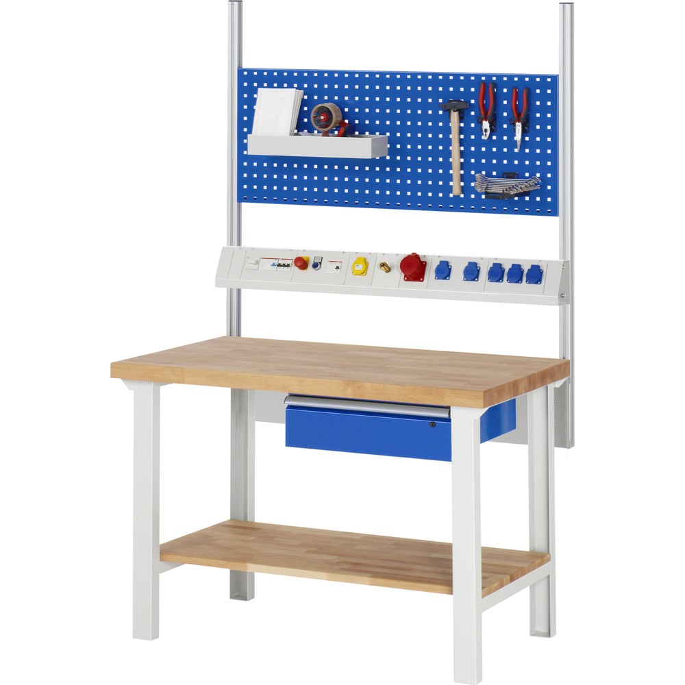 Productafbeelding nr. 5: Werkbank RAU serie 7000, 1 massief beuken legbord, hxbxd 840 x 1.250 x 700 mm, 1 lade 1 x 150 mm