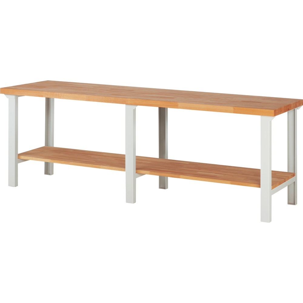 Product afbeelding: Werkbank RAU serie 7000, 1 massief beuken legbord, hxbxd 840 x 2.500 x 700 mm