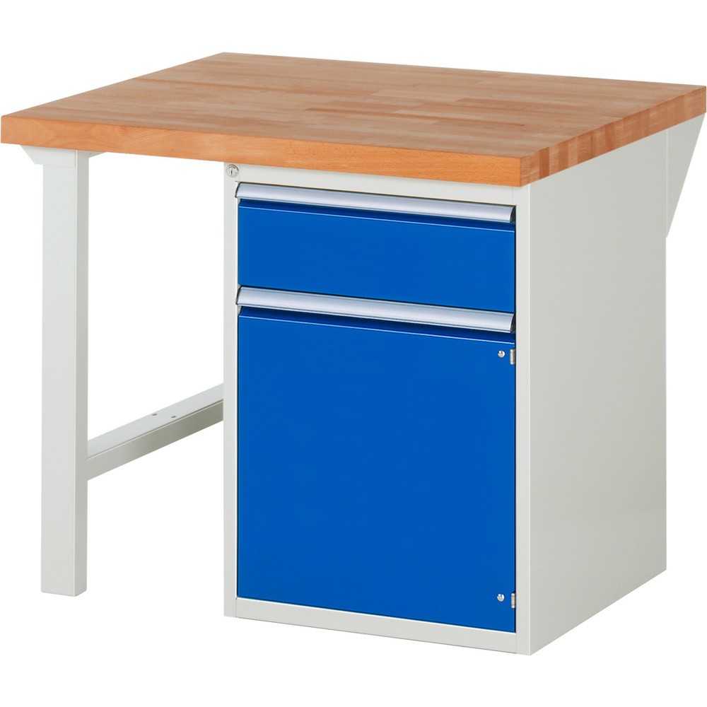 Product afbeelding: Werkbank RAU serie 7000, 1 kast, hxbxd 890 x 1.000 x 900 mm, 1 x voor 90% uittrekbare lades, 1 draaideur, 1 legbord