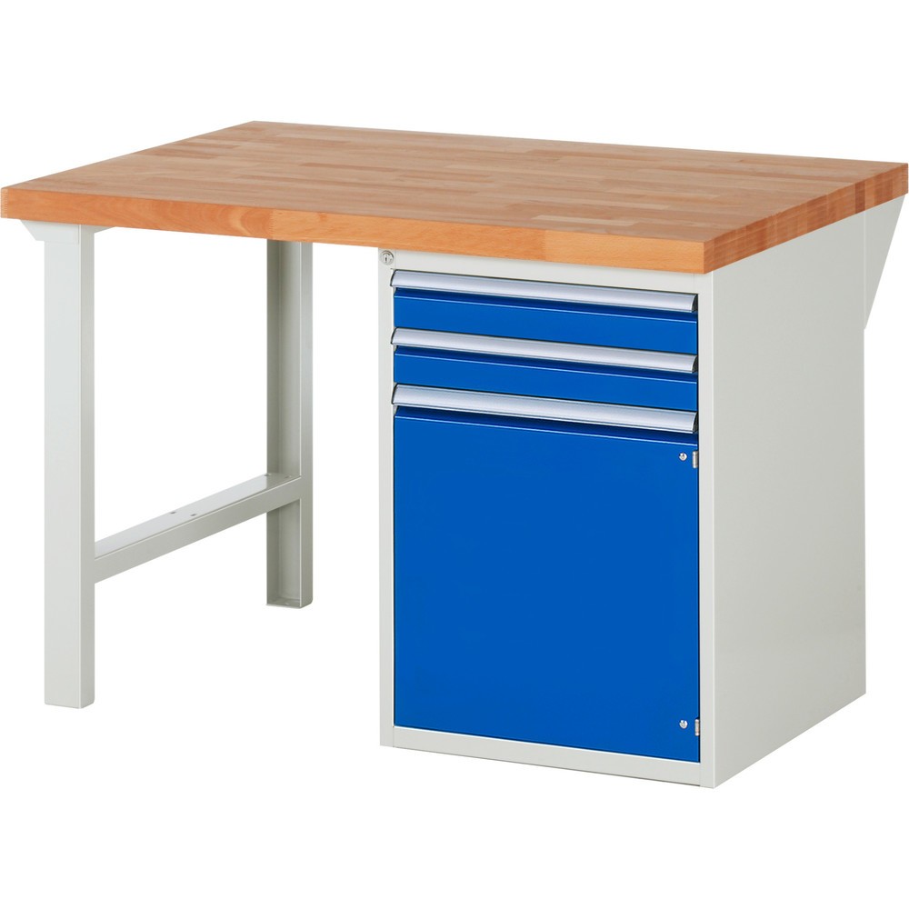 Productafbeelding nr. 1: Werkbank RAU serie 7000, 1 kast, hxbxd 840 x 1.250 x 900 mm, 2 x voor 100% uittrekbare lades, 1 draaideur, 1 legbord