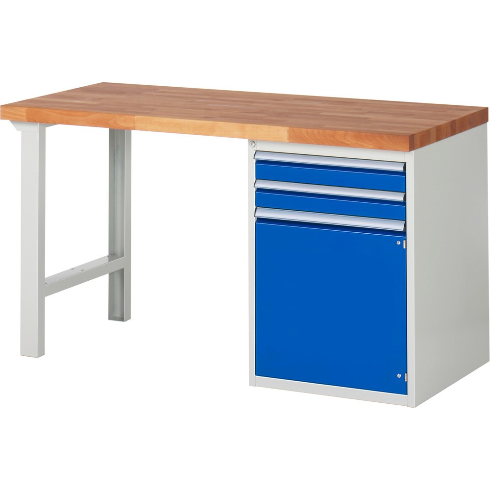 Product afbeelding: Werkbank RAU serie 7000, 1 kast, hxbxd 840 x 1.500 x 700 mm, 2 x voor 90% uittrekbare lades, 1 draaideur, 1 legbord