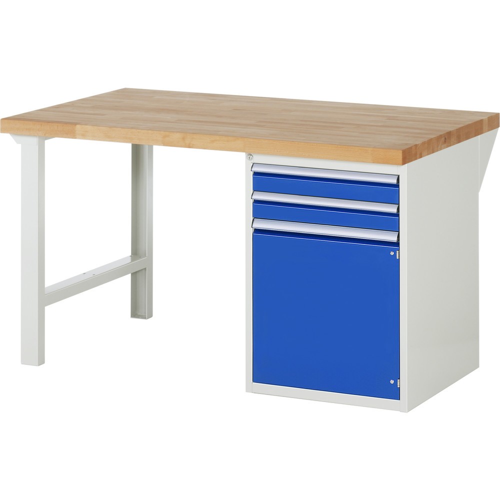 Productafbeelding nr. 1: Werkbank RAU serie 7000, 1 kast, hxbxd 890 x 1.500 x 900 mm, 2 x voor 100% uittrekbare lades, 1 draaideur, 1 legbord