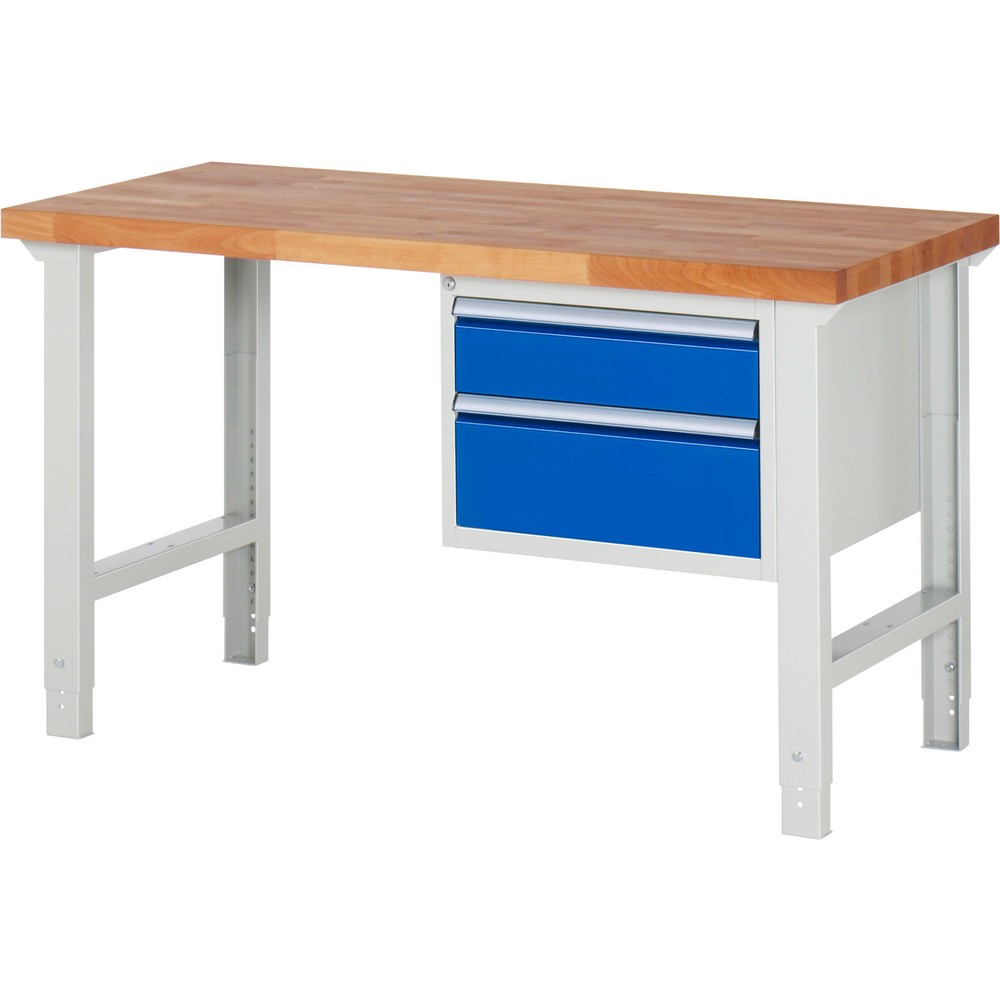Productafbeelding nr. 1: Werkbank RAU serie 7000, 1 kast, hxbxd 790-1.140 x 1.500 x 700 mm, 2 x voor 90% uittrekbare lades 1 x 150, 1 x 210 mm