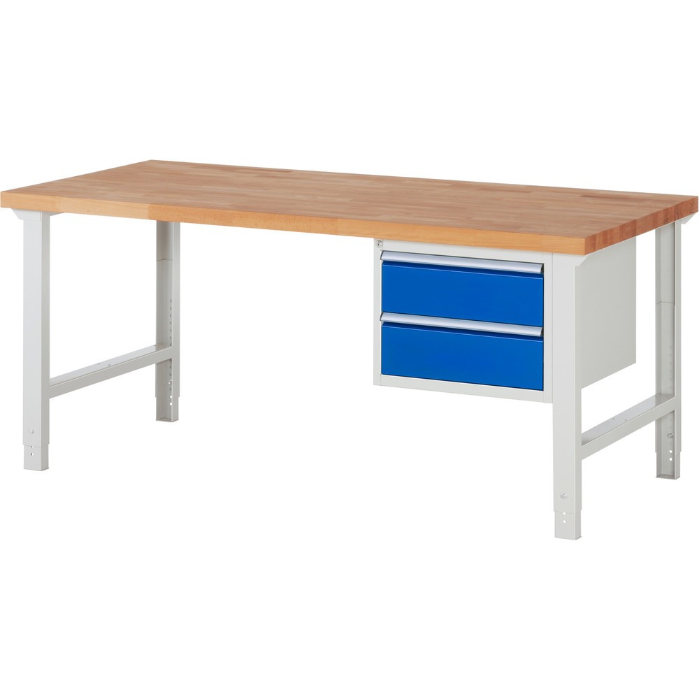 Productafbeelding nr. 1: Werkbank RAU serie 7000, 1 kast, hxbxd 790-1.140 x 2.000 x 900 mm, 2 x voor 90% uittrekbare lades 2 x 180 mm