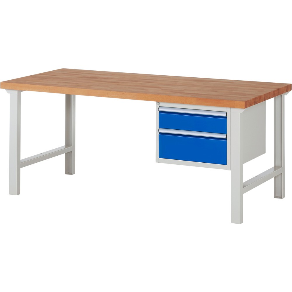 Productafbeelding nr. 1: Werkbank RAU serie 7000, 1 kast, hxbxd 840 x 2.000 x 900 mm, 2 x voor 90% uittrekbare lades 1 x 150, 1 x 210 mm