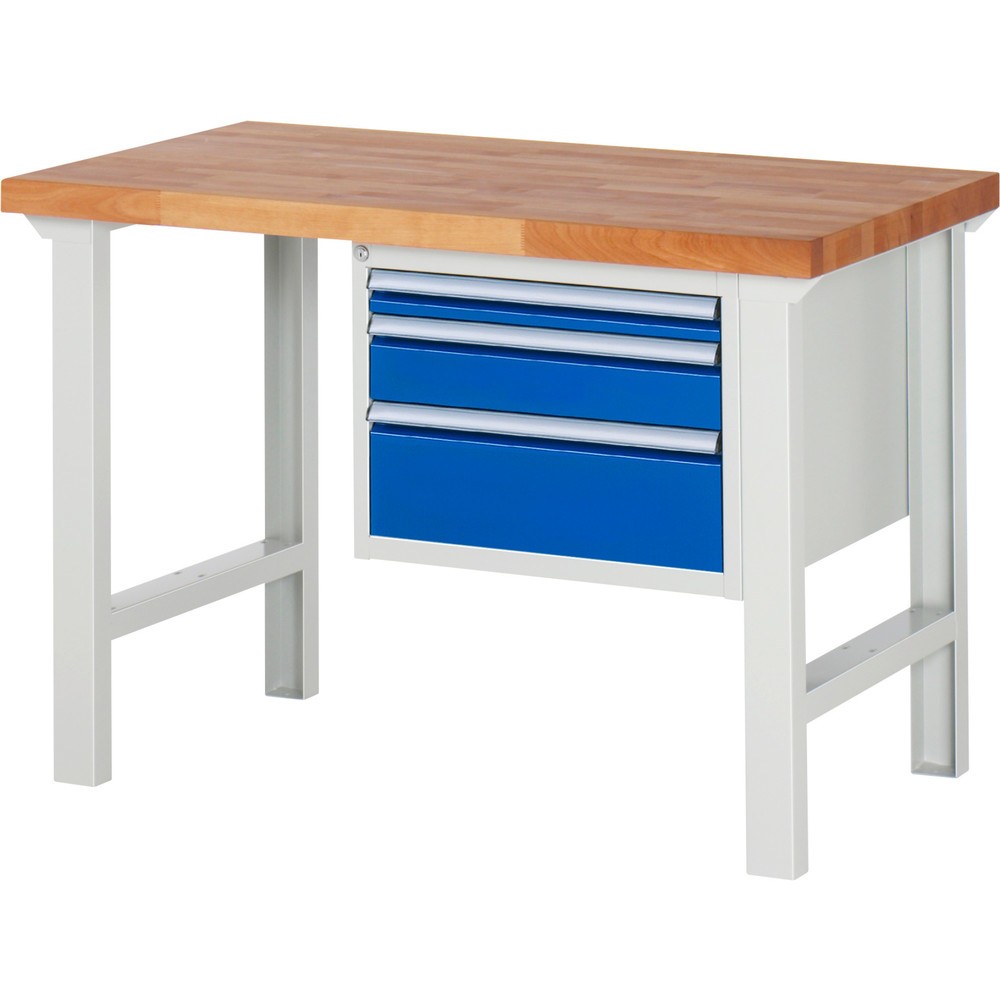 Productafbeelding nr. 1: Werkbank RAU serie 7000, 1 kast, hxbxd 840 x 1.250 x 700 mm, 3 x voor 90% uittrekbare lades 1 x 60, 1 x 120, 1 x 180 mm, draagvermogen lade 100 kg