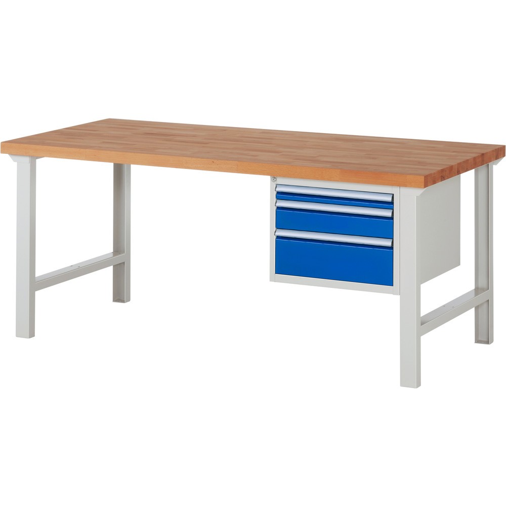 Productafbeelding nr. 1: Werkbank RAU serie 7000, 1 kast, hxbxd 840 x 2.000 x 900 mm, 3 x voor 100% uittrekbare lades 1 x 60, 1 x 120, 1 x 180 mm, draagvermogen lade 100 kg