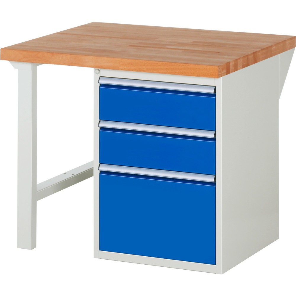 Product afbeelding: Werkbank RAU serie 7000, 1 kast, hxbxd 890 x 1.000 x 900 mm, 3 x voor 90% uittrekbare lades, 2 x 180, 1 x 360 mm, draagvermogen lade 100 kg